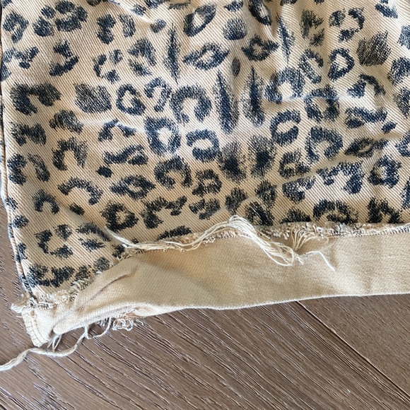 Free People High Waist Leopard Denim Shorts - Picture 4 of 7